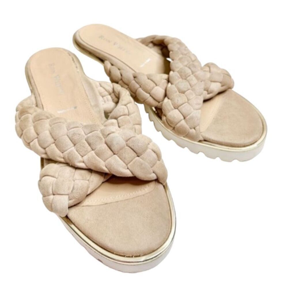 Ron White Sandals Braided Womens Size 8US Crisscross Suede Slide